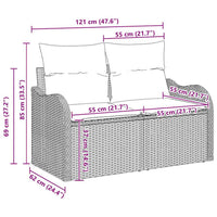 vidaXL Conjunto de Sofá de Jardim Preto vime PE