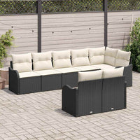 vidaXL Conjunto de Sofá de Jardim 8 pcs Preto vime PE