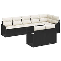 vidaXL Conjunto de Sofá de Jardim 8 pcs Preto vime PE