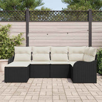 vidaXL Conjunto de Sofá de Jardim 6 pcs Preto vime PE