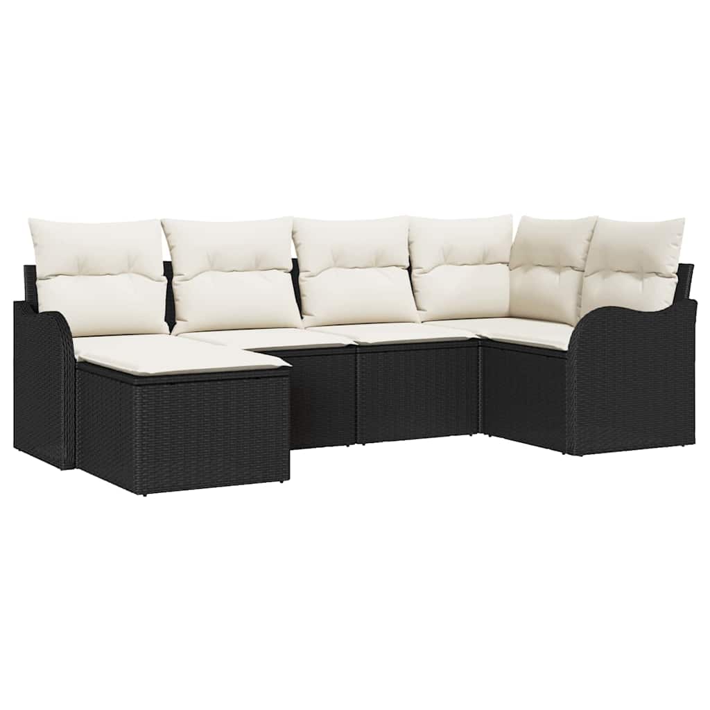 vidaXL Conjunto de Sofá de Jardim 6 pcs Preto vime PE