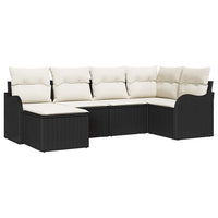 vidaXL Conjunto de Sofá de Jardim 6 pcs Preto vime PE