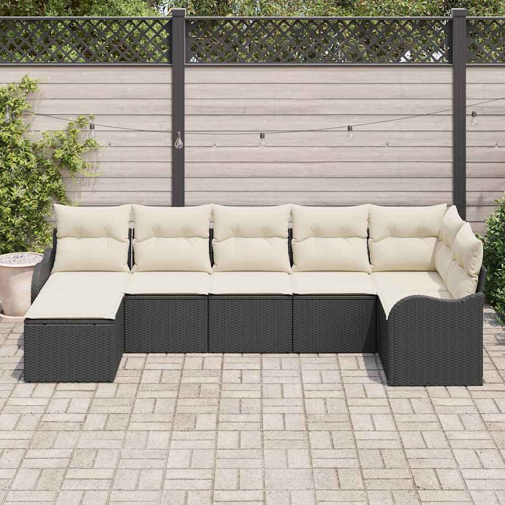 vidaXL Conjunto de Sofá de Jardim Preto vime PE