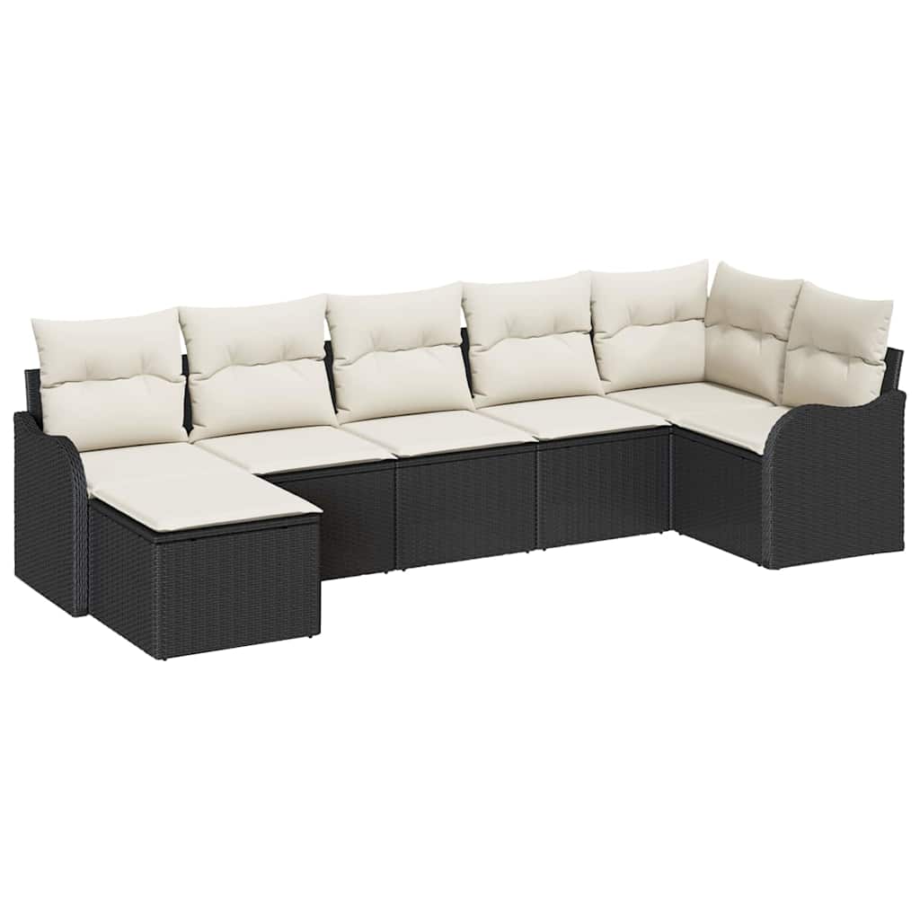 vidaXL Conjunto de Sofá de Jardim Preto vime PE