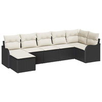 vidaXL Conjunto de Sofá de Jardim Preto vime PE