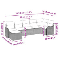 vidaXL Conjunto de Sofá de Jardim Preto vime PE