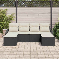 vidaXL Conjunto de Sofá de Jardim 6 pcs Preto Rattan Sintético
