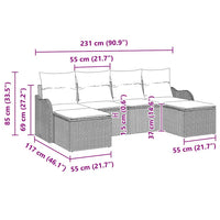 vidaXL Conjunto de Sofá de Jardim 6 pcs Preto Rattan Sintético