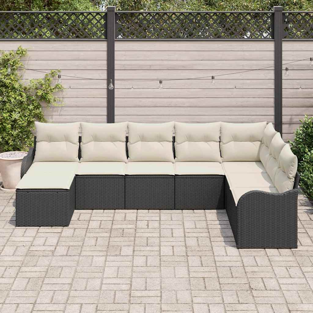 vidaXL Conjunto de Sofá de Jardim Preto vime PE
