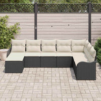 vidaXL Conjunto de Sofá de Jardim Preto vime PE
