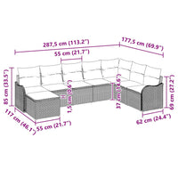vidaXL Conjunto de Sofá de Jardim Preto vime PE