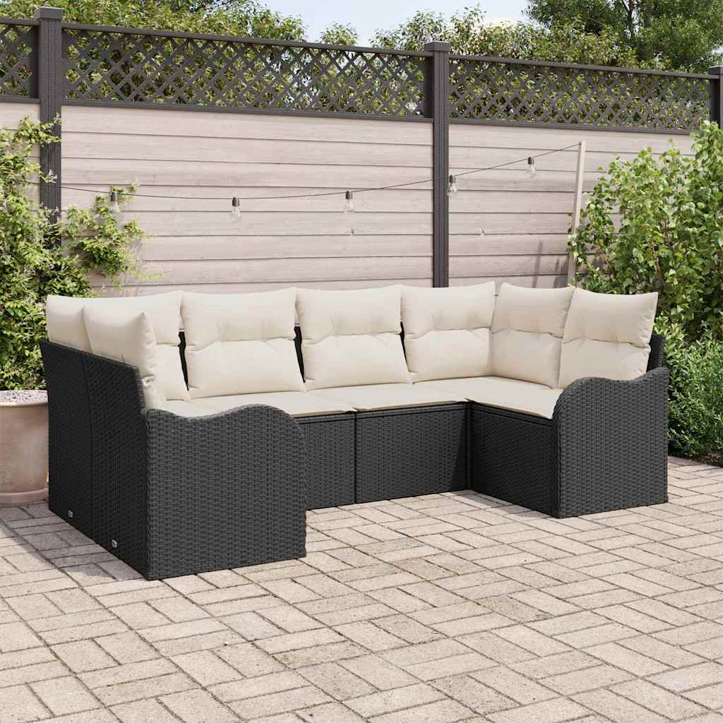 vidaXL Conjunto de Sofá de Jardim 6 pcs Preto Rattan Sintético