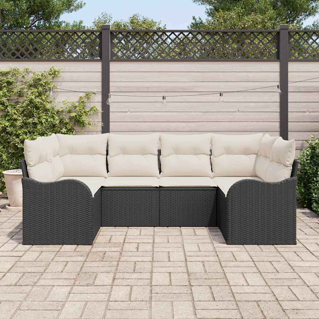 vidaXL Conjunto de Sofá de Jardim 6 pcs Preto Rattan Sintético