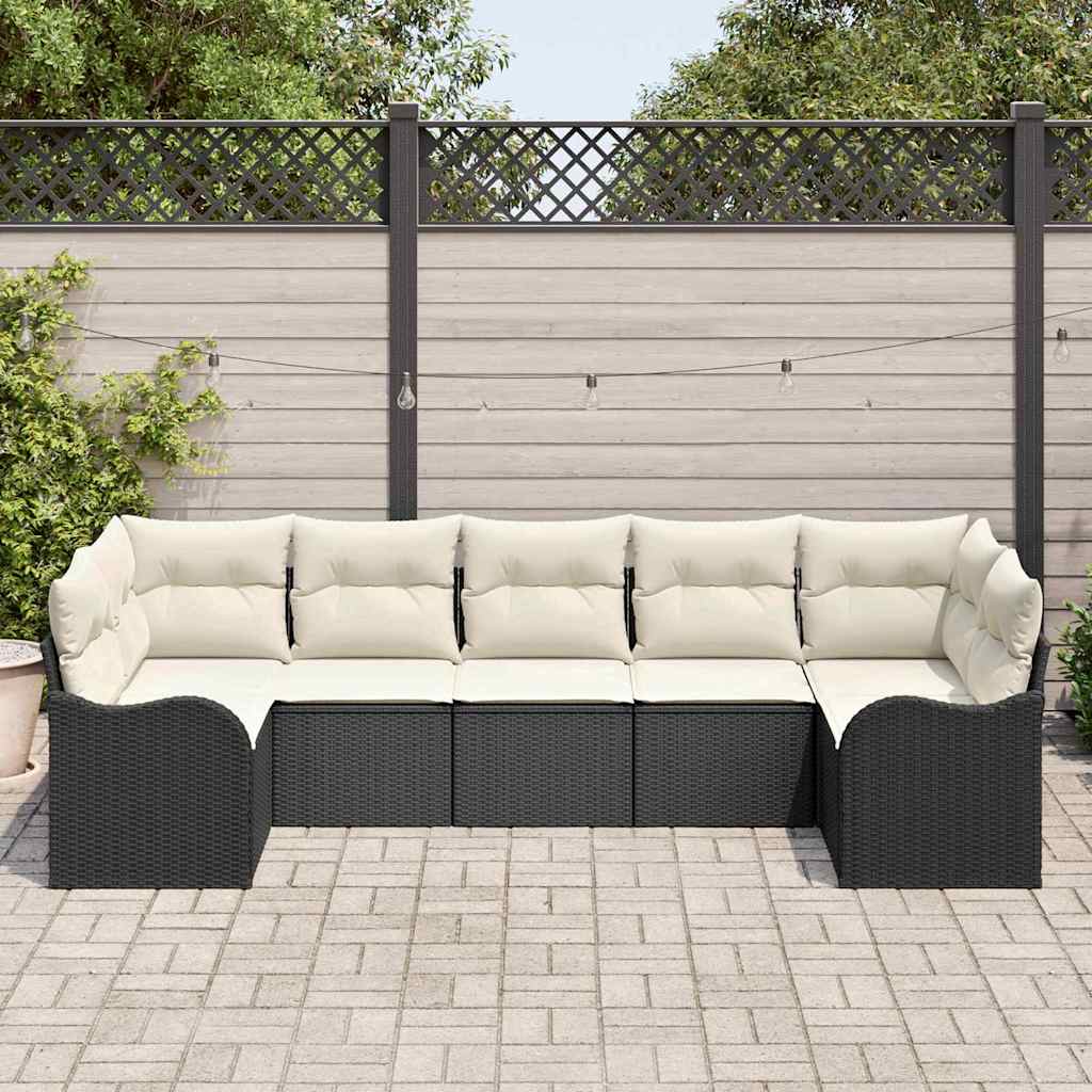 vidaXL Conjunto de Sofá de Jardim Preto vime PE