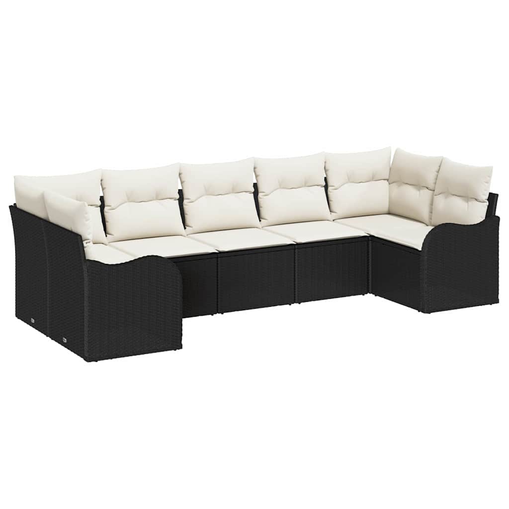 vidaXL Conjunto de Sofá de Jardim Preto vime PE