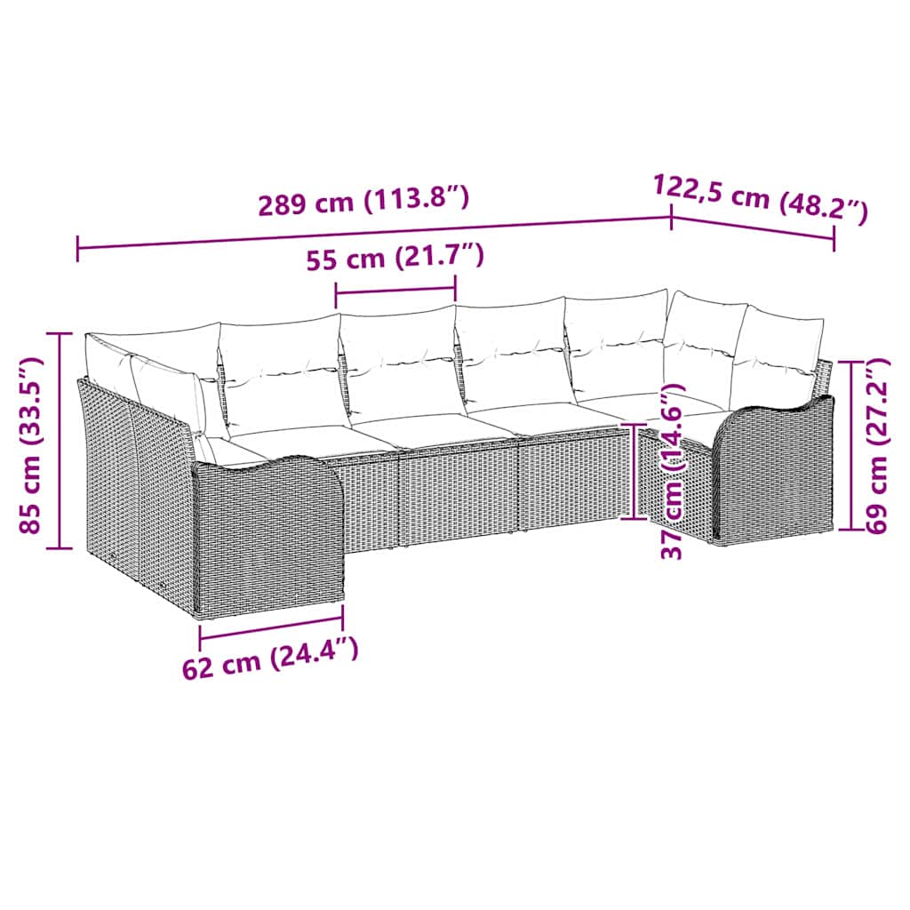 vidaXL Conjunto de Sofá de Jardim Preto vime PE