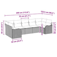 vidaXL Conjunto de Sofá de Jardim Preto vime PE