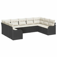 vidaXL Conjunto de Sofá de Jardim 9 pcs Preto vime PE
