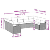 vidaXL Conjunto de Sofá de Jardim 9 pcs Preto vime PE