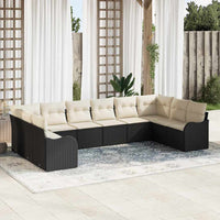 vidaXL Conjunto de Sofá de Jardim Preto vime PE