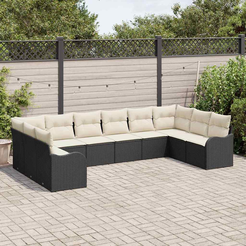 vidaXL Conjunto de Sofá de Jardim Preto vime PE