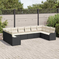 vidaXL Conjunto de Sofá de Jardim Preto vime PE