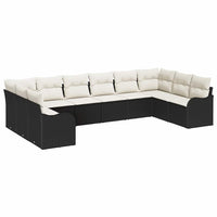 vidaXL Conjunto de Sofá de Jardim Preto vime PE