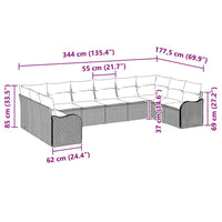 vidaXL Conjunto de Sofá de Jardim Preto vime PE