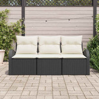 vidaXL Conjunto de Sofá de Jardim 3 pcs Preto Rattan Sintético