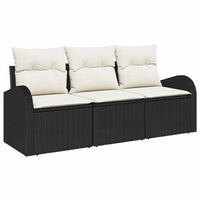vidaXL Conjunto de Sofá de Jardim 3 pcs Preto Rattan Sintético