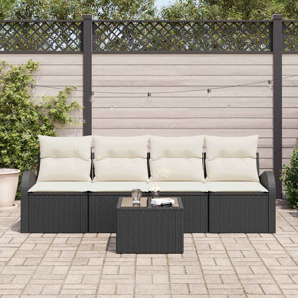 vidaXL Conjunto de Sofá de Jardim Preto 55 x 55 x 37 cm vime PE