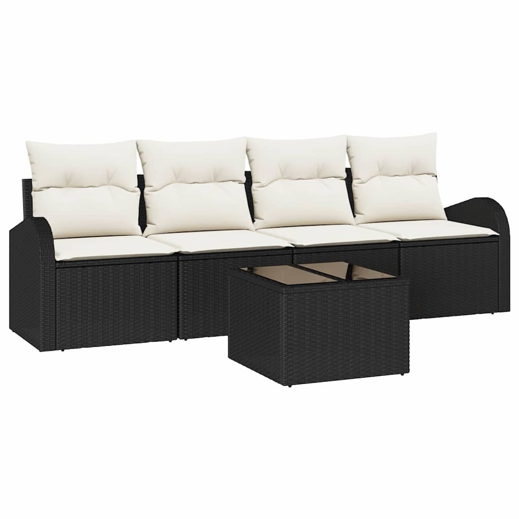 vidaXL Conjunto de Sofá de Jardim Preto 55 x 55 x 37 cm vime PE