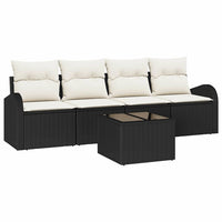 vidaXL Conjunto de Sofá de Jardim Preto 55 x 55 x 37 cm vime PE