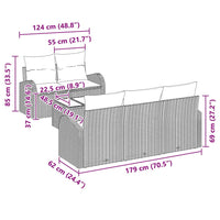 vidaXL Conjunto de Sofá de Jardim Preto 55 x 55 x 37 cm vime PE