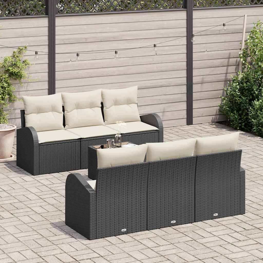 vidaXL Conjunto de Sofá de Jardim Preto 55 x 55 x 37 cm vime PE