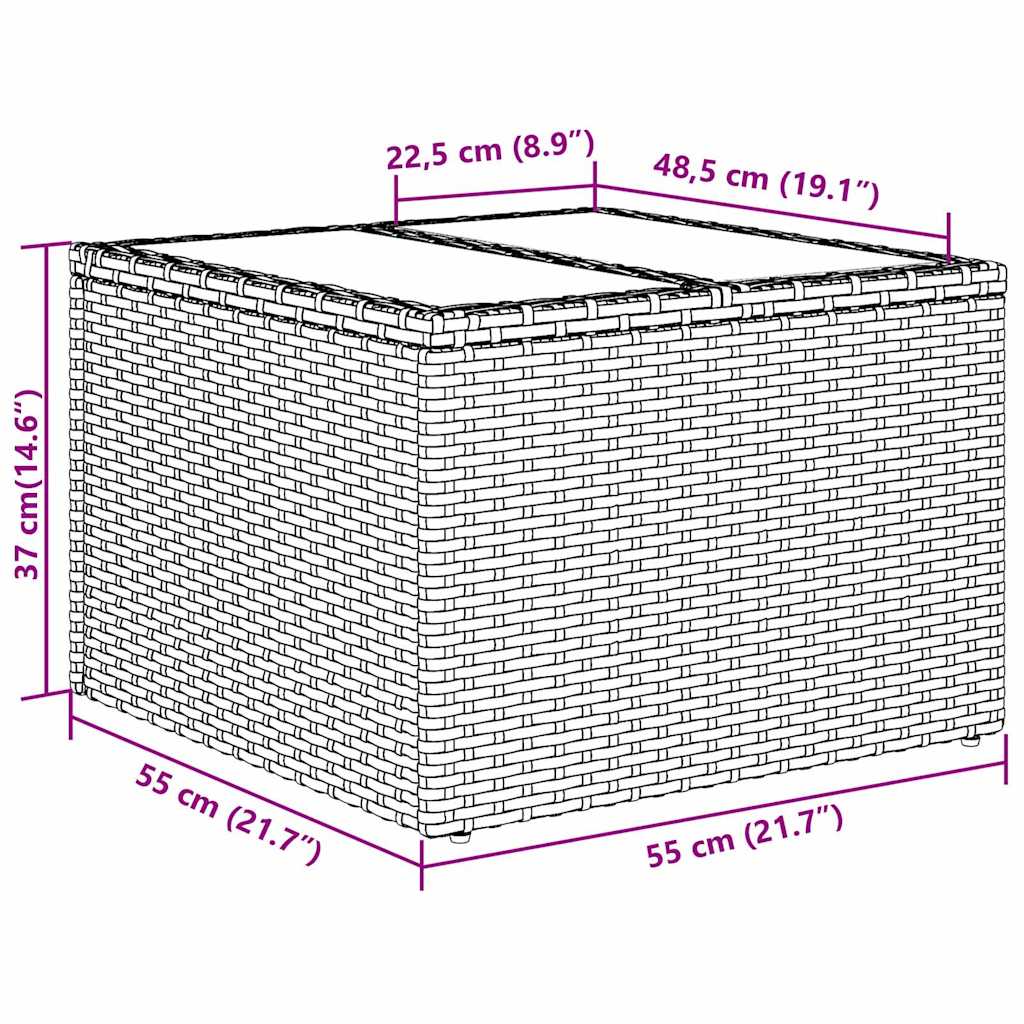 vidaXL Conjunto de Sofá de Jardim Preto 55 x 55 x 37 cm vime PE