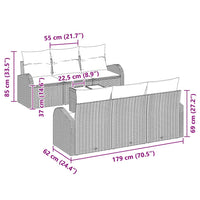 vidaXL Conjunto de Sofá de Jardim Preto 55 x 55 x 37 cm vime PE
