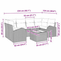 vidaXL Conjunto de Sofá de Jardim Preto 55 x 55 x 37 cm vime PE