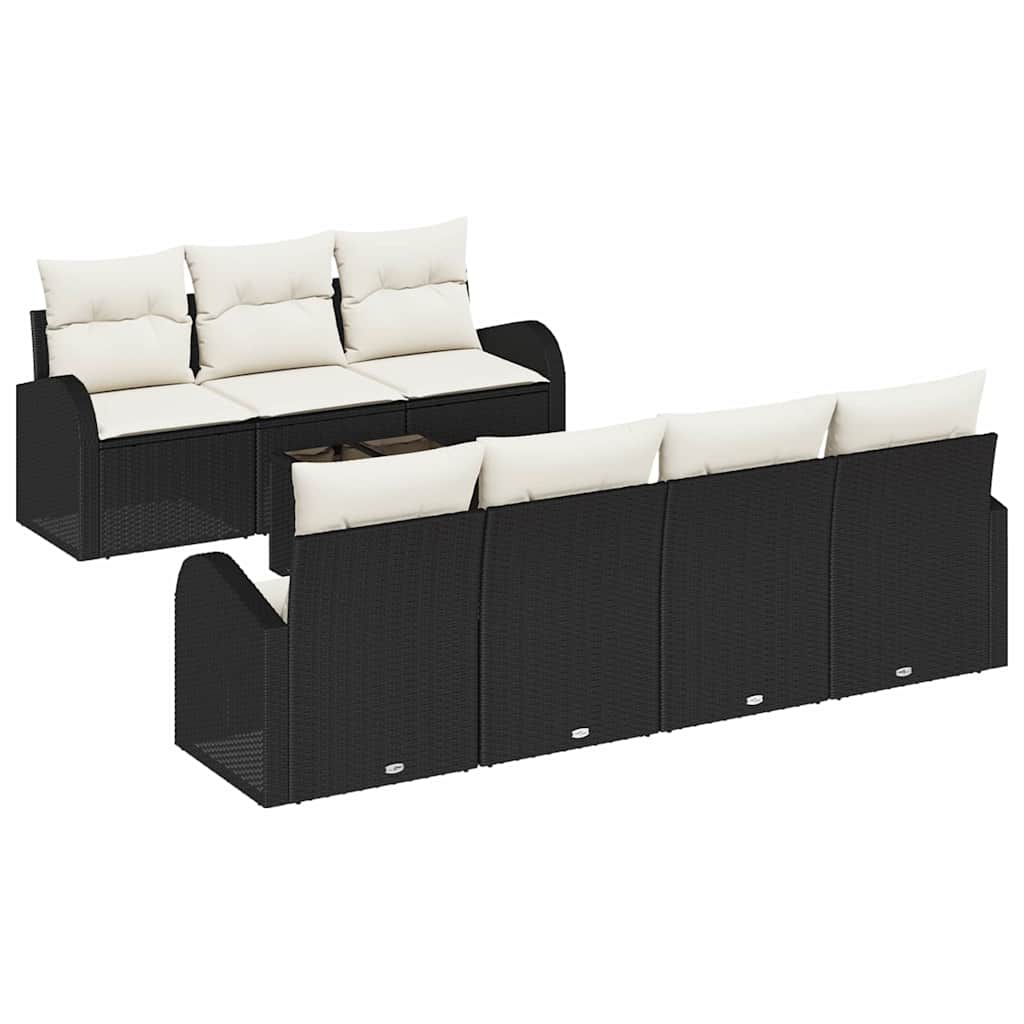 vidaXL Conjunto de Sofá de Jardim Preto 55 x 55 x 37 cm vime PE