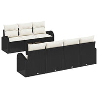 vidaXL Conjunto de Sofá de Jardim Preto 55 x 55 x 37 cm vime PE