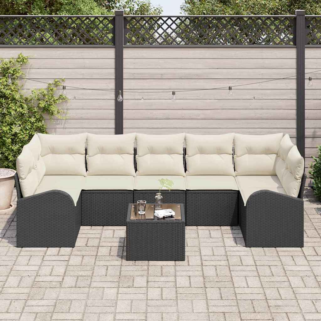 vidaXL Conjunto de Sofá de Jardim Preto 55 x 55 x 37 cm vime PE