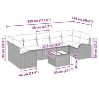 vidaXL Conjunto de Sofá de Jardim Preto 55 x 55 x 37 cm vime PE