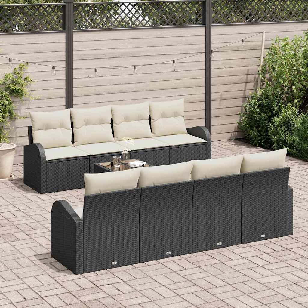 vidaXL Conjunto de Sofá de Jardim Preto 55 x 55 x 37 cm vime PE