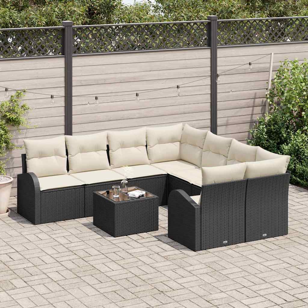 vidaXL Conjunto de Sofá de Jardim Preto 55 x 55 x 37 cm vime PE
