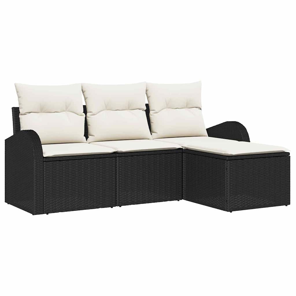 vidaXL Conjunto de Sofá de Jardim Preto vime PE