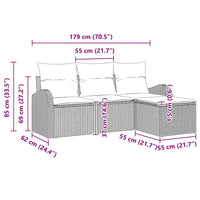 vidaXL Conjunto de Sofá de Jardim Preto vime PE