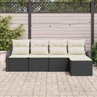 vidaXL Conjunto de Sofá de Jardim 5 pcs Preto vime PE