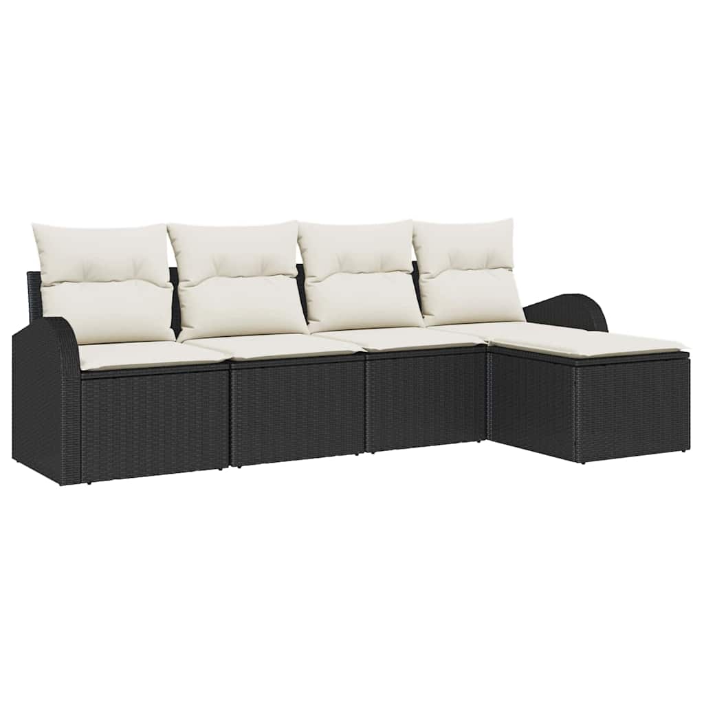 vidaXL Conjunto de Sofá de Jardim 5 pcs Preto vime PE