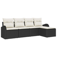 vidaXL Conjunto de Sofá de Jardim 5 pcs Preto vime PE