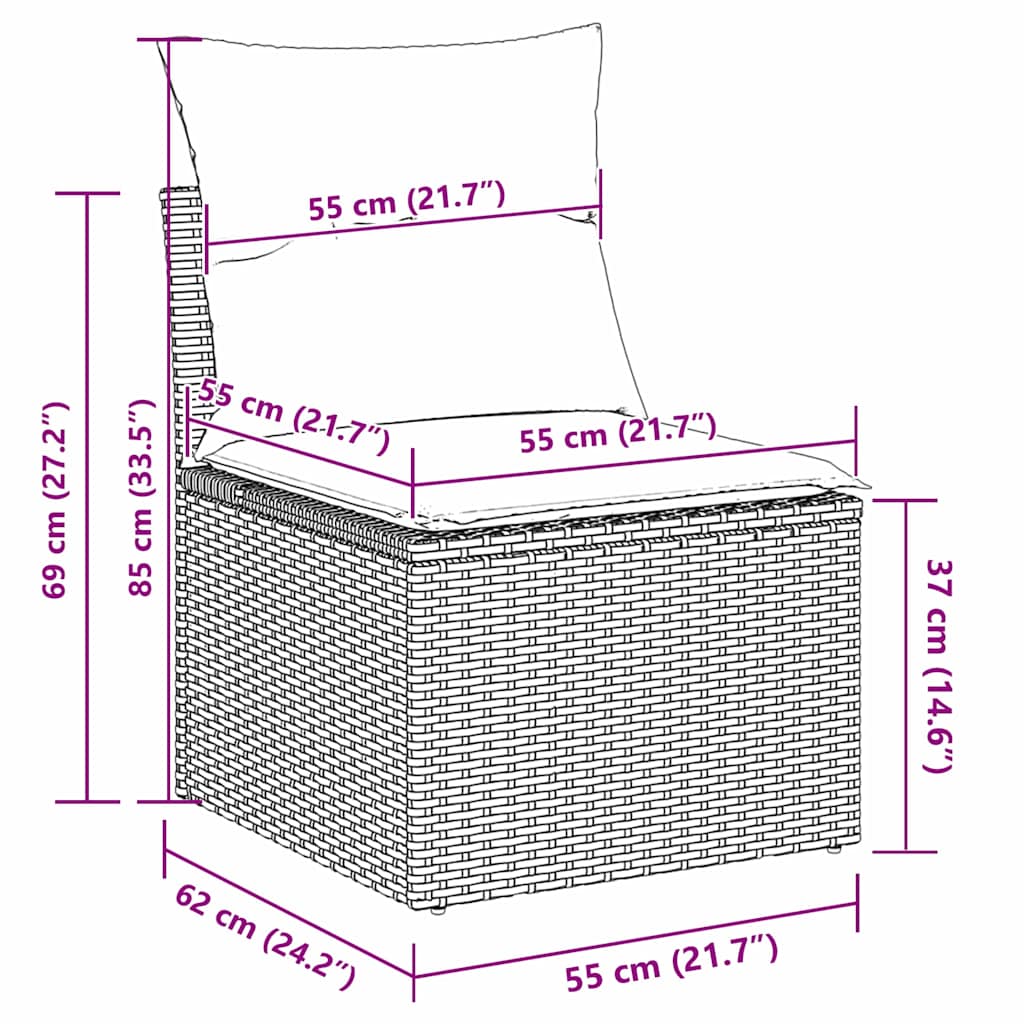 vidaXL Conjunto de Sofá de Jardim 5 pcs Preto vime PE